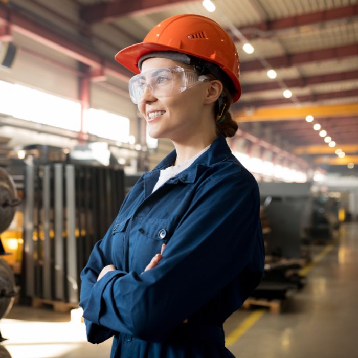 Vrouw met helm op, bij blog over INWIC platform.
